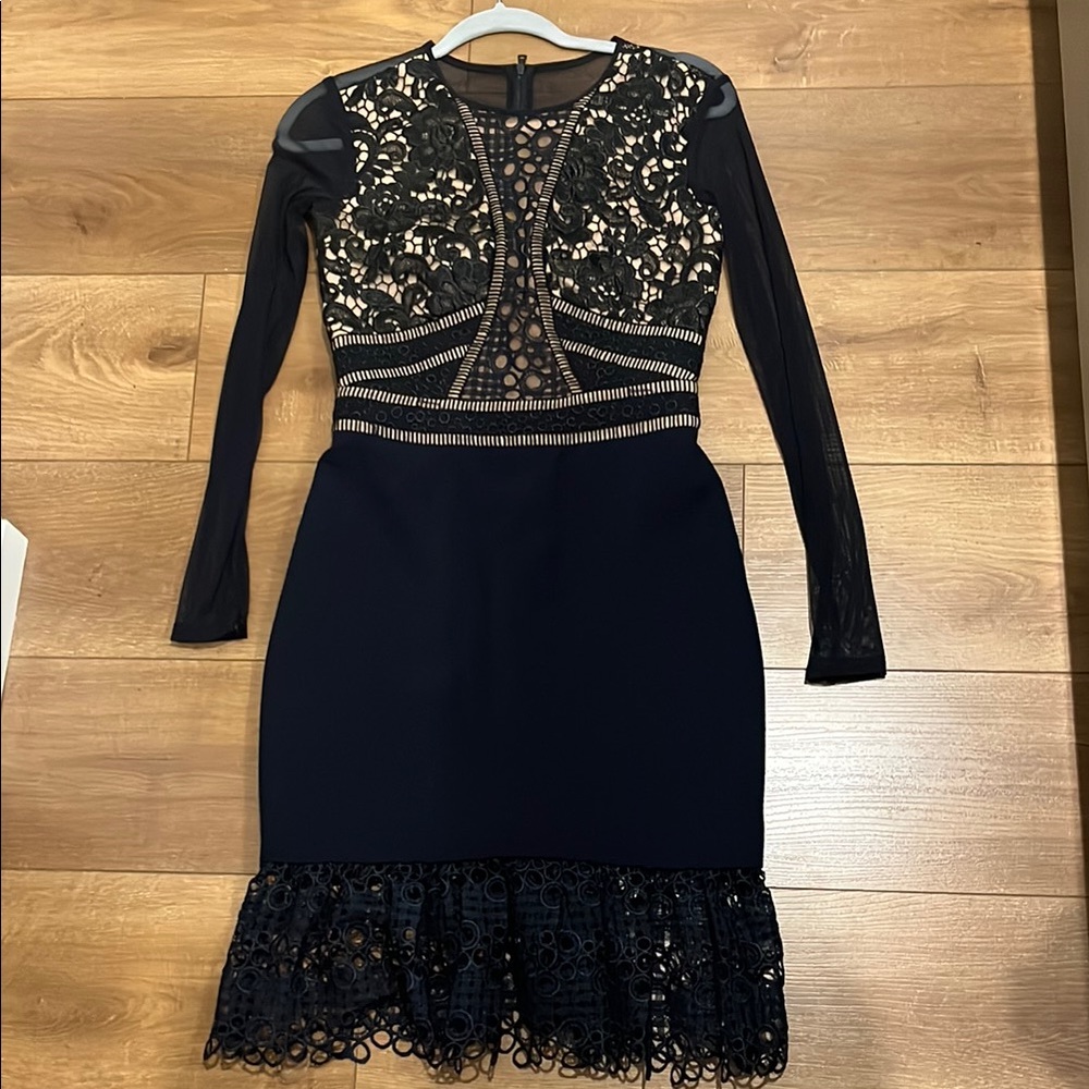 Elegant Navy Lace Dress